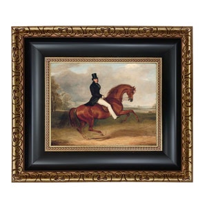 馬に乗った紳士の額入りキャンバスプリント、「ジョージ・スタンホープ」、馬術壁アート、イングリッシュカントリーインテリア