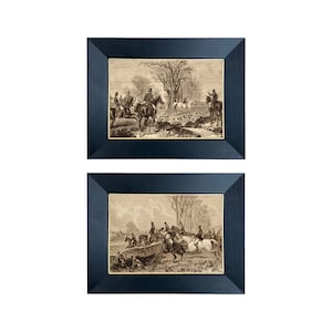 Set of Two Equestrian Fox Hunt Prints Behind Glass, Fox Hunt Art, English Equestrian, English Country, Gallery Wall Art, Framed Art