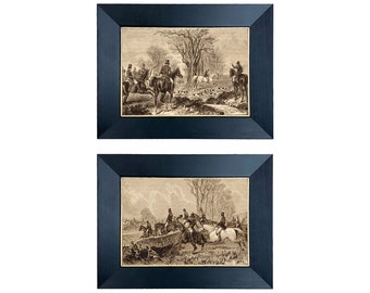 Framed Equestrian Fox Hunt Prints, English Country Decor, Set of Two