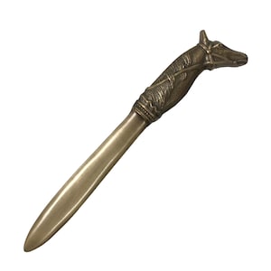 9 "massives antikes Messing Pferdekopf Brieföffner, Pferd Geschenk, Schreibtisch Dekor, Reiter Dekor, Reiter Büro Dekor