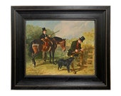 October by Alfred Corbould Framed Oil Painting Print on Canvas in Distressed Black Wood Frame