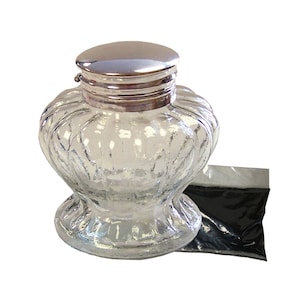 3-1/2&quot; Clear Pedestal Glass Inkwell with Ink, Calligraphy, Pen and Ink Supplies, Antique Style Decor, Antique Style Office