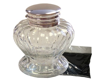 Tintero de vidrio transparente con pedestal, 8,9 cm, reproducción antigua, suministros de caligrafía