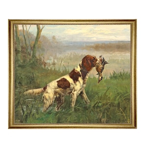 Setter and a Ruddy Duck by Percival Leonard Rosseau Framed Oil Painting ...