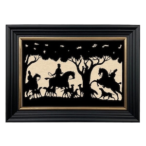 Treeing a Fox Framed Paper Cut Silhouette, Fox Hunt Art, Fox Hunt Decor, Horses and Hounds, English Country Decor