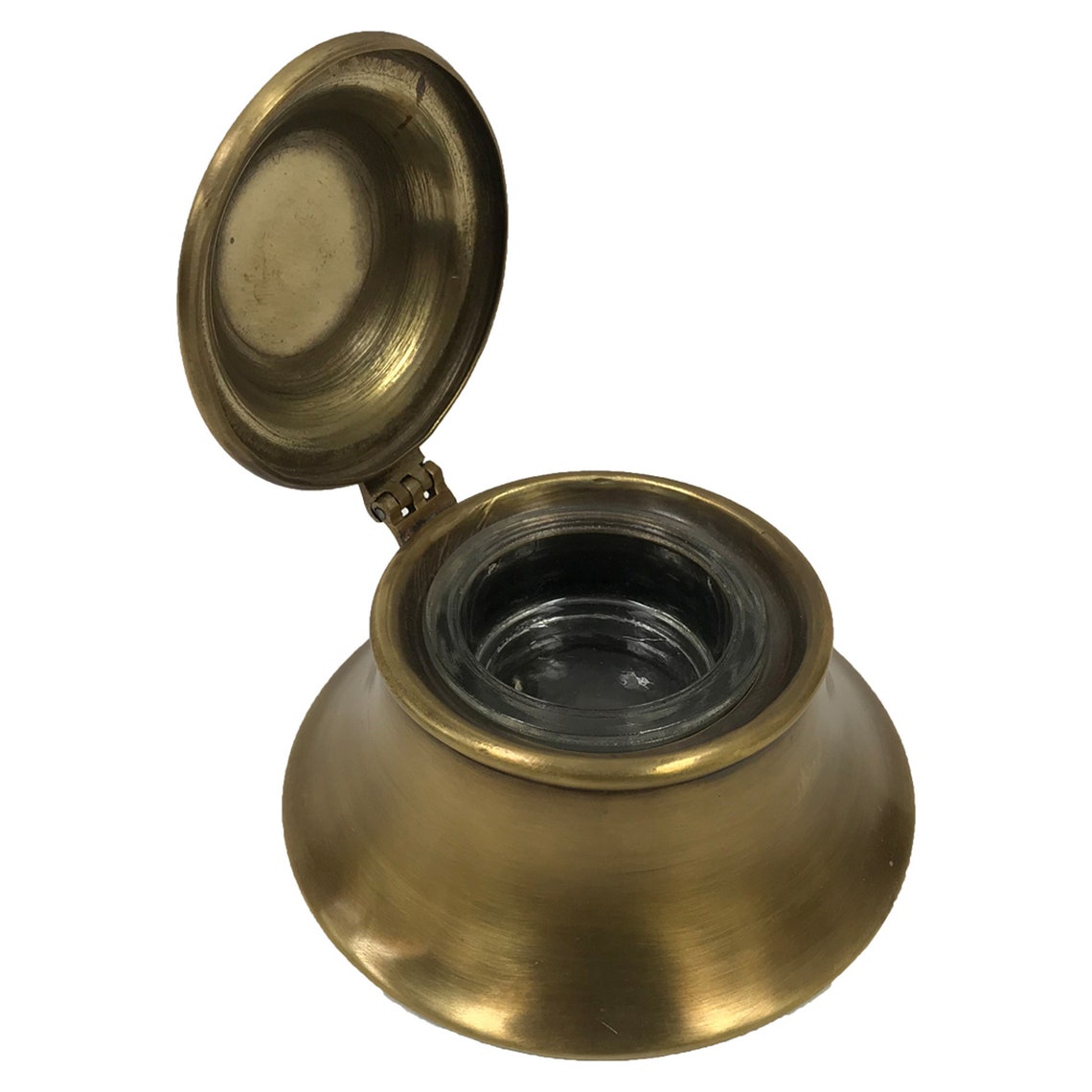 3 Antiqued Brass Inkwell With Removable Glass Bowl Wood - Etsy