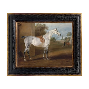 Leed&#39;s Grey Hunter Framed Oil Painting Print on Canvas, Framed Horse Print, Horse Wall Art, Equestrian Wall Art, English Equestrian