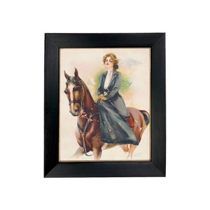 Woman on Horseback Framed Print, Victorian Wall Art, Equestrian Art, Female Horse Rider, Gallery Wall Art, Equestrian Decor