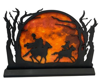 Headless Horseman Silhouette- Sleepy Hollow Halloween Moon Scene