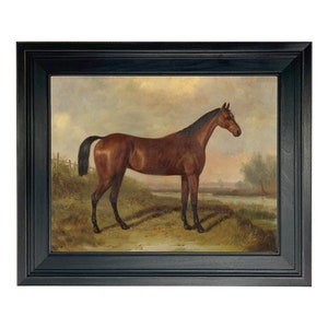 Hunter In a Landscape After William Barraud Framed Oil Painting Print on Canvas, Framed Horse Print, Equestrian Wall Art, Gallery Wall Art