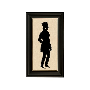 James in Top Hat Framed Paper Cut Silhouette, Gentleman in Top Hat, Early American, Wall Art, Decor