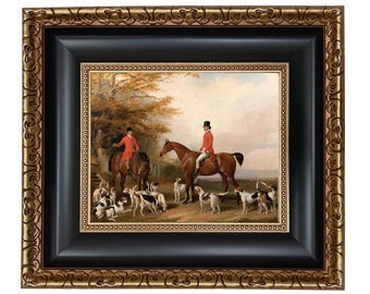 The Meeting Fox Hunt Scene Framed Canvas Print, English Equestrian Decor
