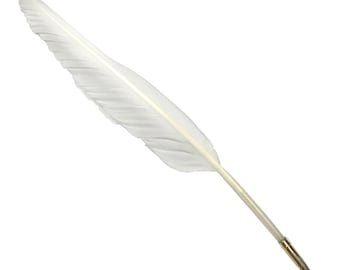 12 Goose Feather Quill With Brass Nib Holder-antique Reproduction