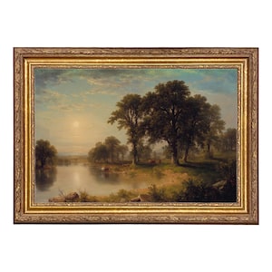 Summer Afternoon by Asher Durand Nature Landscape in Ornate Antiqued Gold Frame