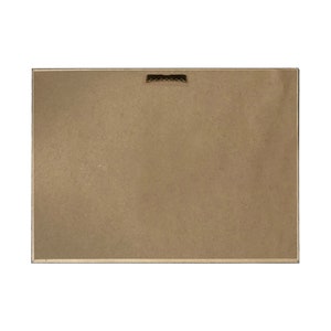 May include: The back of a brown wooden framed picture with a metal hanging hook.