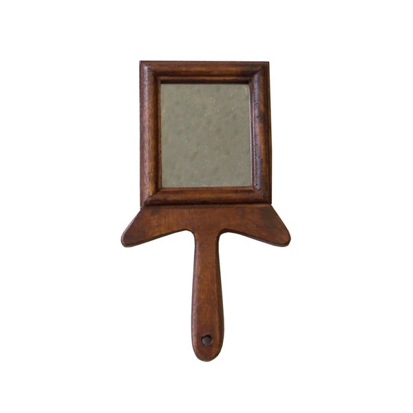 7" Wood Hand Mirror- Colonial Reproduction Antique Vintage Style