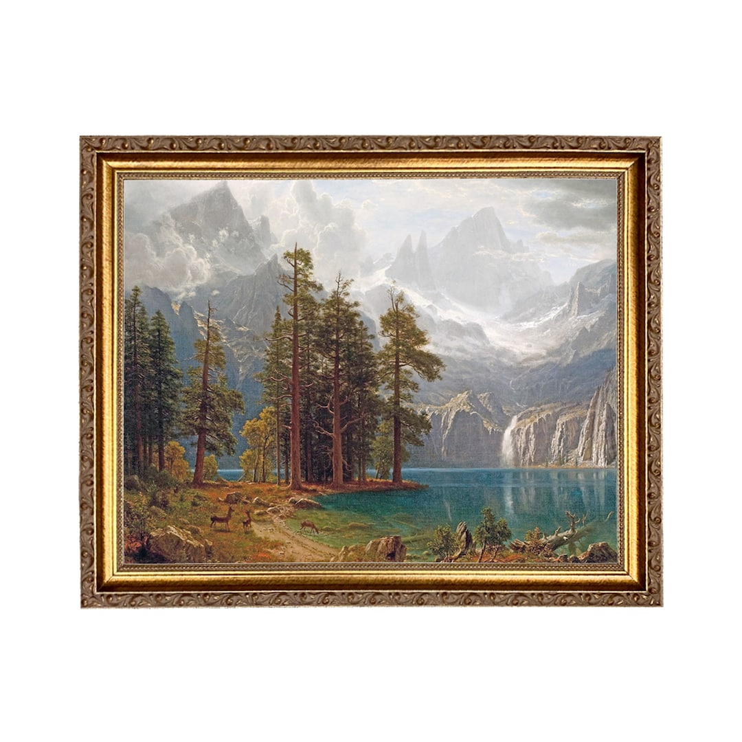 Sierra Nevada Mountain Landscape by Albert Bierstadt Framed Oil