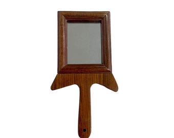 Espejo de mano de madera de sheesham estilo colonial: reproducción antigua de 18 cm