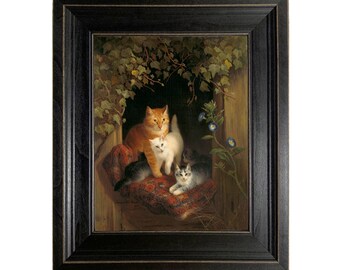 油絵　青森県　今川和男　「子猫」　額入り　猫の絵　額装油彩画 子猫の油彩画（額装） 油絵 青森県 今川和男 「子猫」 額入り 猫の絵