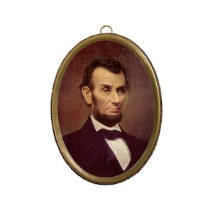 6-1/4&quot; Abraham Lincoln Framed Print, Beaded Brass Frame, Presidential Wall Art, Presidential Portrait, Lincoln Portrait, Early American