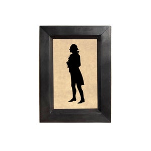 George Washington Printed Silhouette in Black Wood Frame, Early American Decor, Revolutionary Memorabilia, Antique Style Silhouette