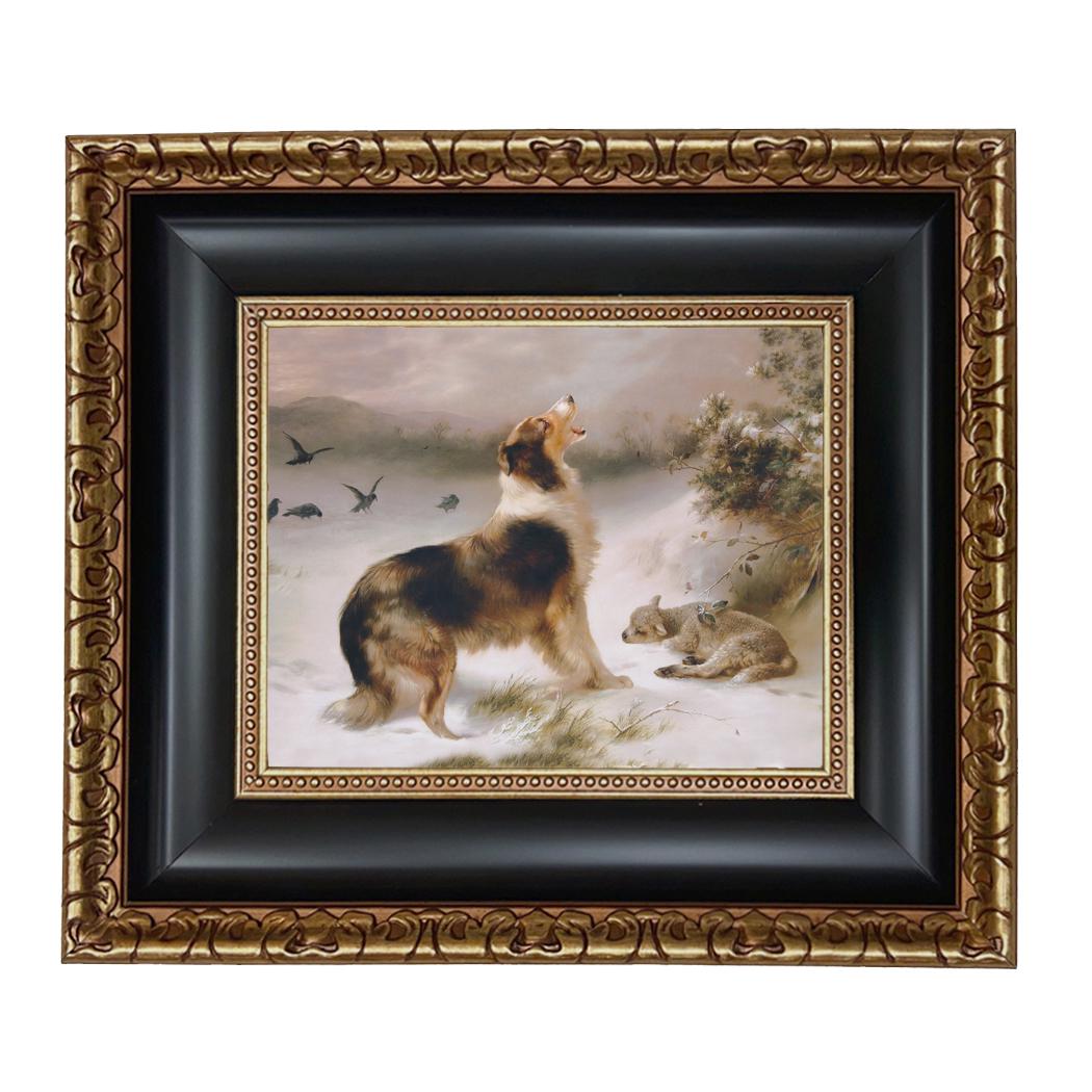 Collie専用購入ページ Framed Collie and Lost Lamb Canvas Print, “found,” Vintage Dog Art