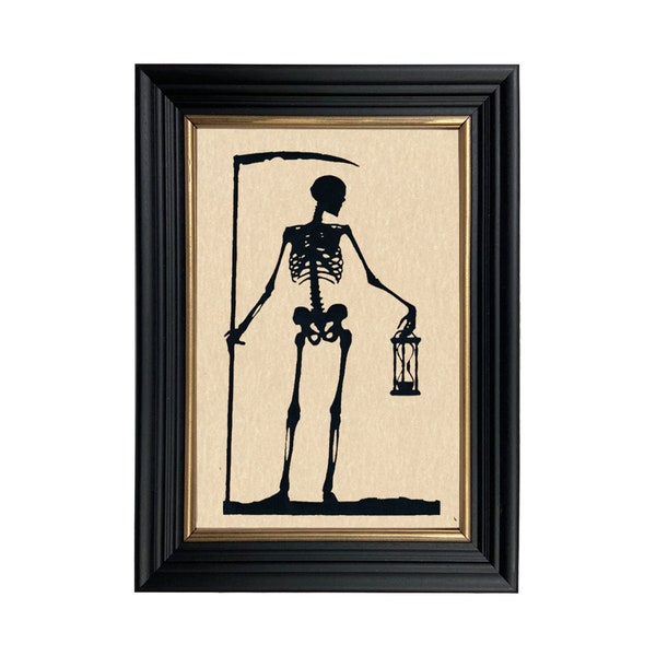 Framed Skeleton Silhouette Art, Grim Reaper, Halloween Decor