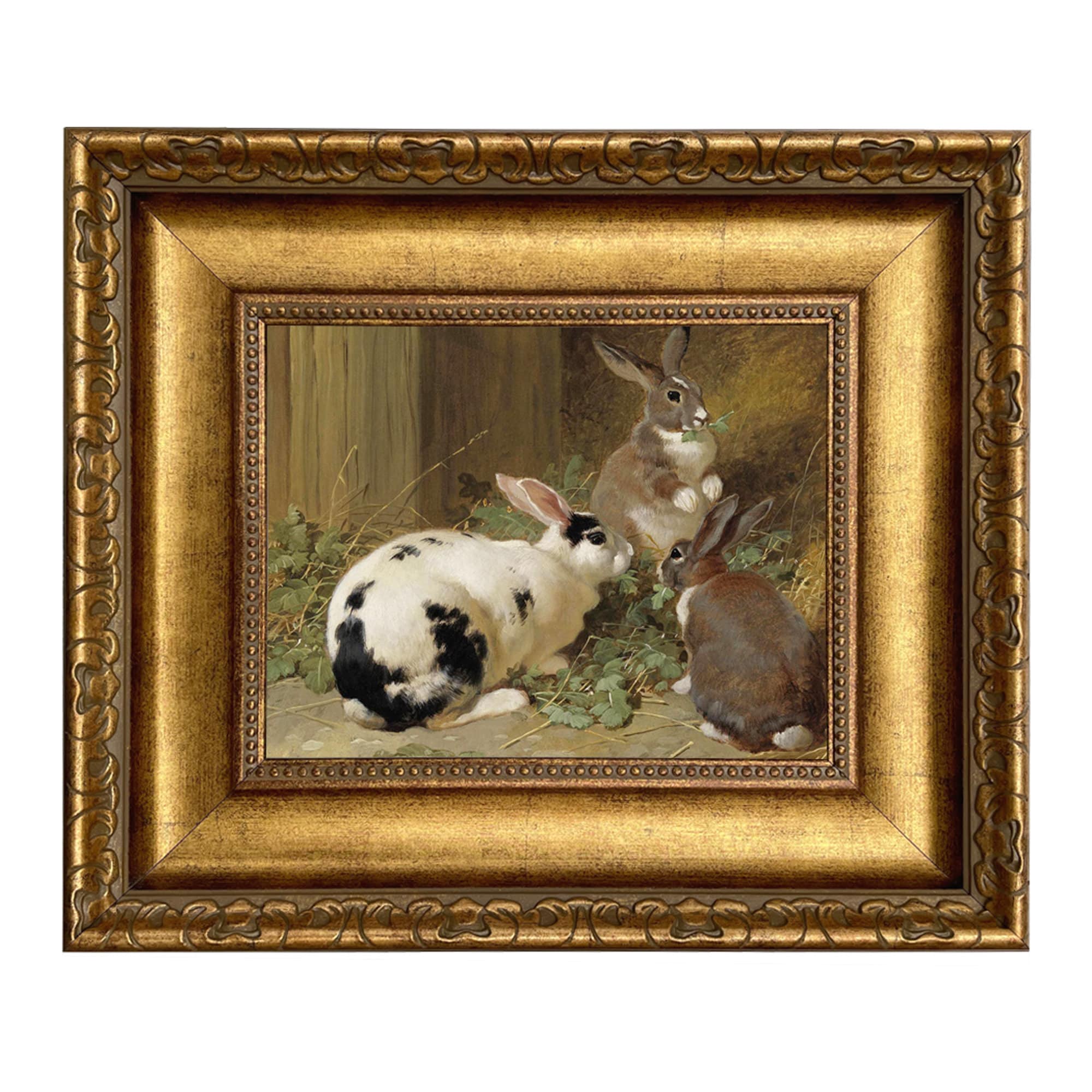 ★Original ART  ‘RABBIT' Rabbit Bunny 1894 Philadelphia antique oil painting Rabbits
