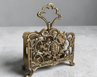 Servilletero o portacartas de latón envejecido de 5" - Estilo vintage antiguo