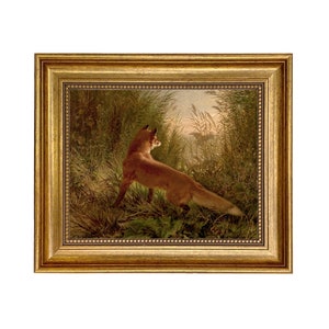 Red Fox Flushing Ducks Framed Canvas Print, Cabin Decor