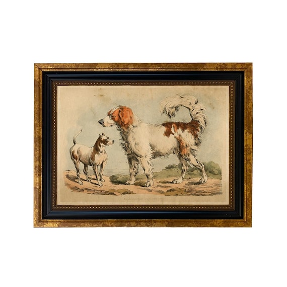 Framed Vintage Dog Illustration Print, Nursery Art, Dog Wall Art