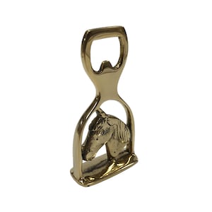 4-1/2&quot; Solid Brass Stirrup & Horse Head Bottle Opener