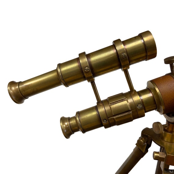 Télescope en laiton antique avec trépied en bois : lunette de visée marine faite main en cadeau - France