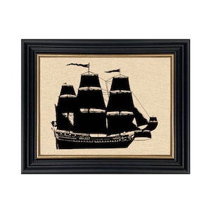 Adventure Galley, Pirate Captain William Kidd&#39;s Ship Framed Paper Cut Silhouette, Pirate, Little Boy&#39;s Room, Man Cave, Wall Art, Decor