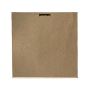 May include: The back of a brown wooden picture frame with a metal hanging hook.