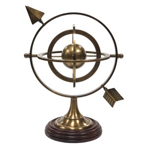 9-1/2 Antiqued Brass Old World Armillary With Wood Base - Etsy