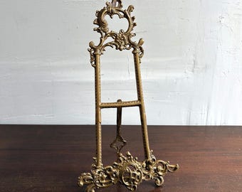16" Vintage Style Brass Easel Stand, Antique Style Easel, Ornate Brass Easel, Rococo Home Decor, Vintage Style Decor