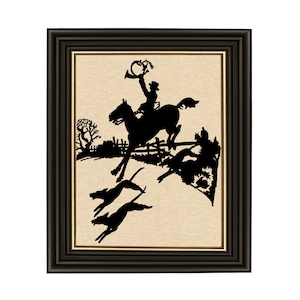 After the Fox Framed Paper Cut Silhouette, Equestrian, Fox Hunt, English Country, Wall Art, Decor