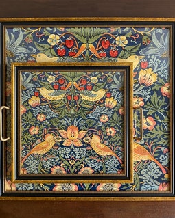 William Morris Strawberry Thief Decorative Tray With Brass Handles