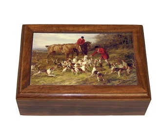 Calling Off the Hounds Fox Hunt Framed Print Wood Trinket Box, Jewelry Box, Gift Box, Gift for Groomsman, Gift for Fox Hunter, Equestrian