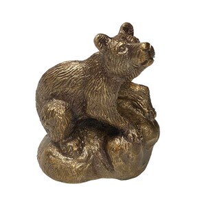 3 Antiqued Brass Bear on Rock Paper Weight Tabletop - Etsy