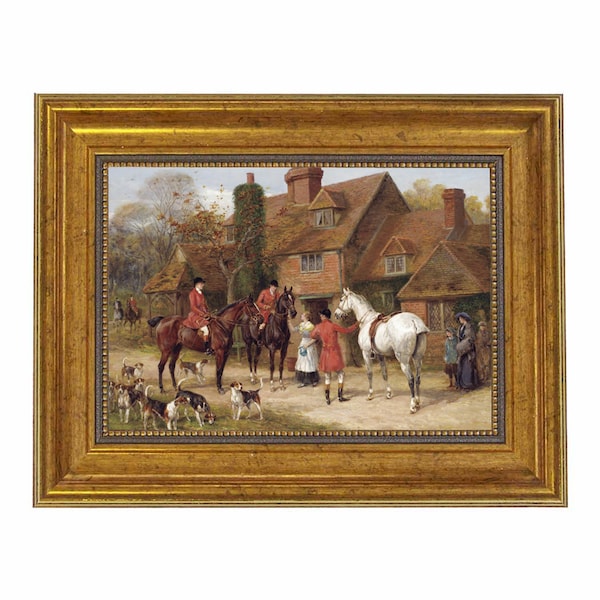 The Stirrup Cup by Heywood Hardy Framed Oil Painting Print on Canvas in Antiqued Gold Frame