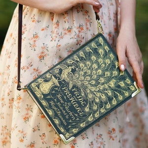 Local USA shipping - NO TARIFFS ~ Pride and Prejudice Book Purse Bag, Jane Austen Fan Gift for mom, Victorian Book Bags, Book Shaped Handbag