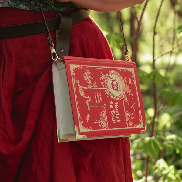 Porte-livre La Belle et la Bête - Sac unique en forme de livre Meilleurs cadeaux de fin d'études pour les bibliophiles