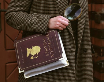 Spedizione locale UE - Borsa per libri di Sherlock Holmes, Regalo per gli amanti dei libri, Borsa per libri da detective, Regali per topi di biblioteca, Novità con pochette a tracolla, Regalo di laurea