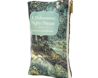 Local US shipping - A midsummer night's dream mini book wallet - coin pouch with zipper perfect for book lover gift