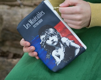 Les Miserables book wallet - Book purse with zipper ideal for Victor Hugo fan gift - Book pouch for make up storage