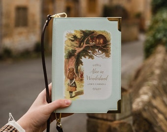 Envío local de la UE - Bolsa de libros de Alicia en el País de las Maravillas, Regalos del Día de las Madres para ella, Monedero de libros, Bolso de libros, Embrague cruzado, Regalo para amantes de los libros