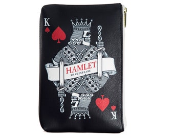 Hamlet Book Pouch, Book Purse, Cosmetic Pouch Bag, Coin Pouch, Money Wallet, Book Bag, Bibliophile Gift, Keychain Wallet, King of Hearts