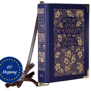 Local EU Shipping - Jane Austen Book Purse, Gift For Mum, Book Bag Sense And Sensibility, Book Lover Gifts, Victorian Book Shaped Bag
